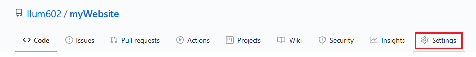 Github Pages tab in Settings